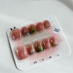 Handmade Press-On Nails Size M | Reusable | Full Set w/ Prep Kit | Brand New 262